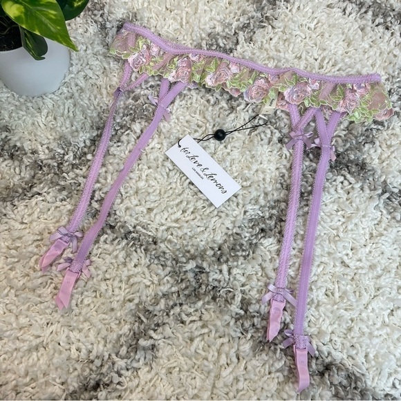 For Love and Lemons Lavender/Pink Floral Garter small - Picture 4 of 12